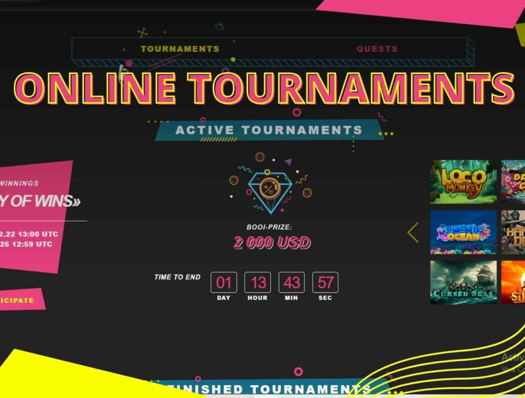 top Online Tournaments at Booi Casino review