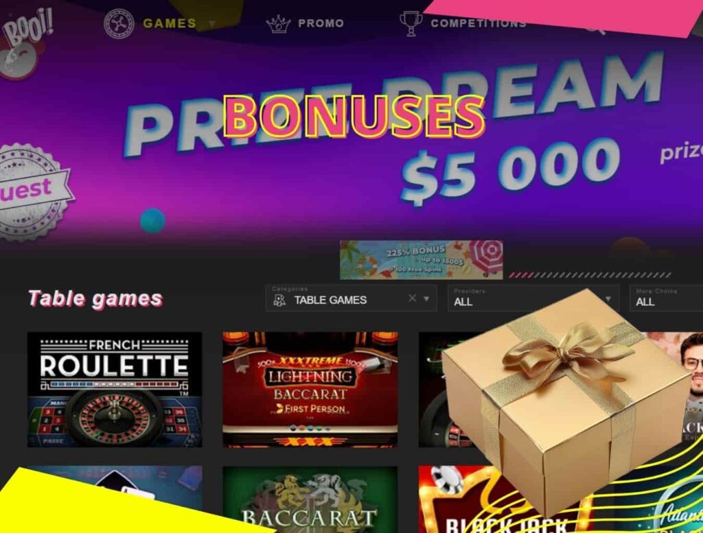 Booi Casino Bonuses and Promotional for Table Games