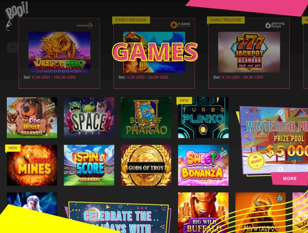 Booi Casino India games overview
