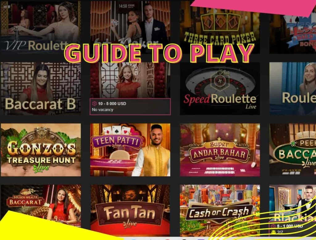 how to Play Live Casino Games at Booi website
