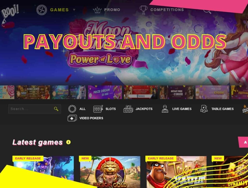 Payouts and Odds at Booi casino review