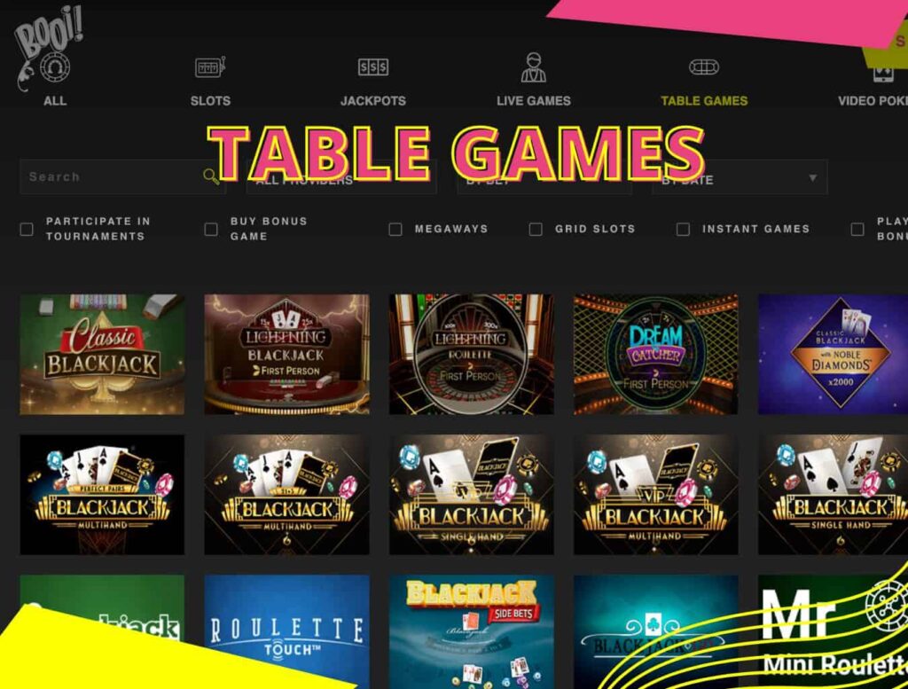 Booi Casino India table games overview